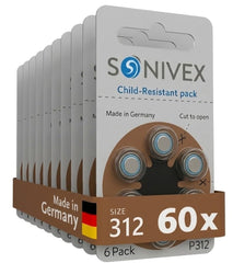 SONIVEX frontal del paquete 60 pilas 312 con ventaja de suministro continuo