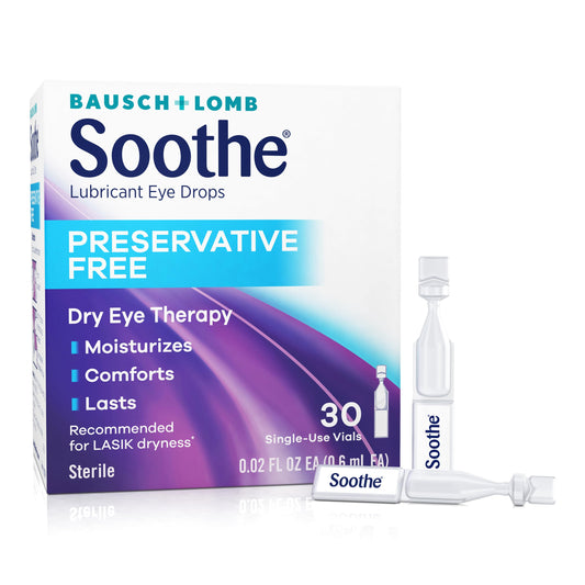 Soothe caja frontal con 30 viales monodosis mostrando portabilidad y claridad