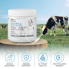 Sound Health Supplements: colostro mezclado en vaso, bebida lista para tomar