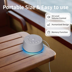SoundLegend en cama reproduciendo sonidos para ayudar a dormir sin estorbar