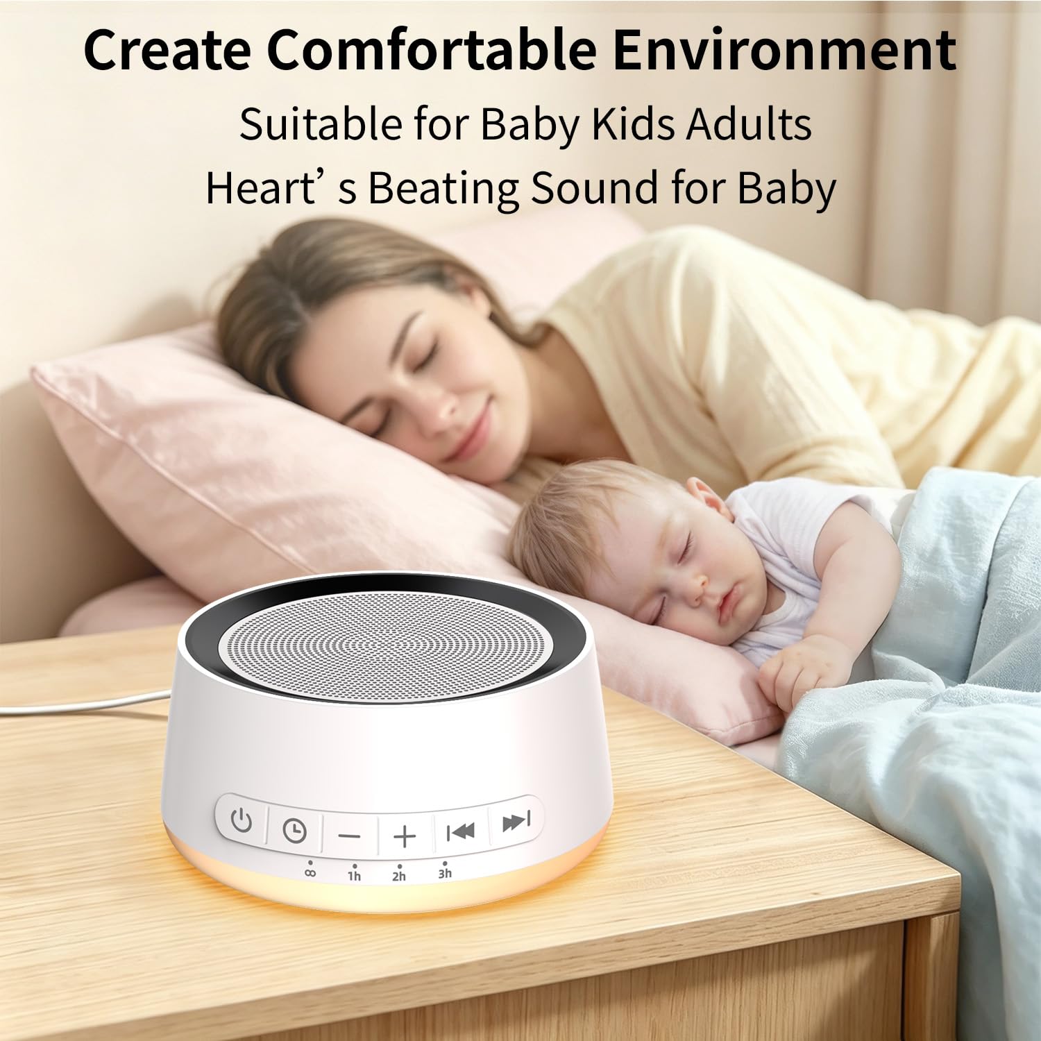 SoundMe en uso junto a cuna para ayudar al sueño del bebé