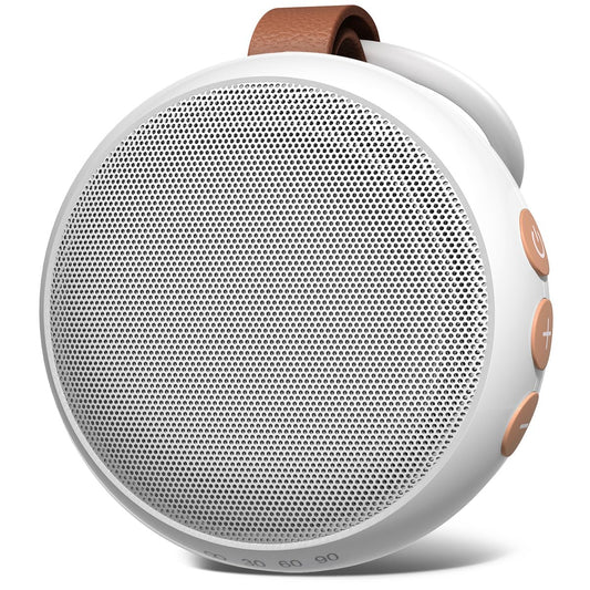 SoundMe vista frontal del dispositivo mostrando controles y pantalla, fácil uso