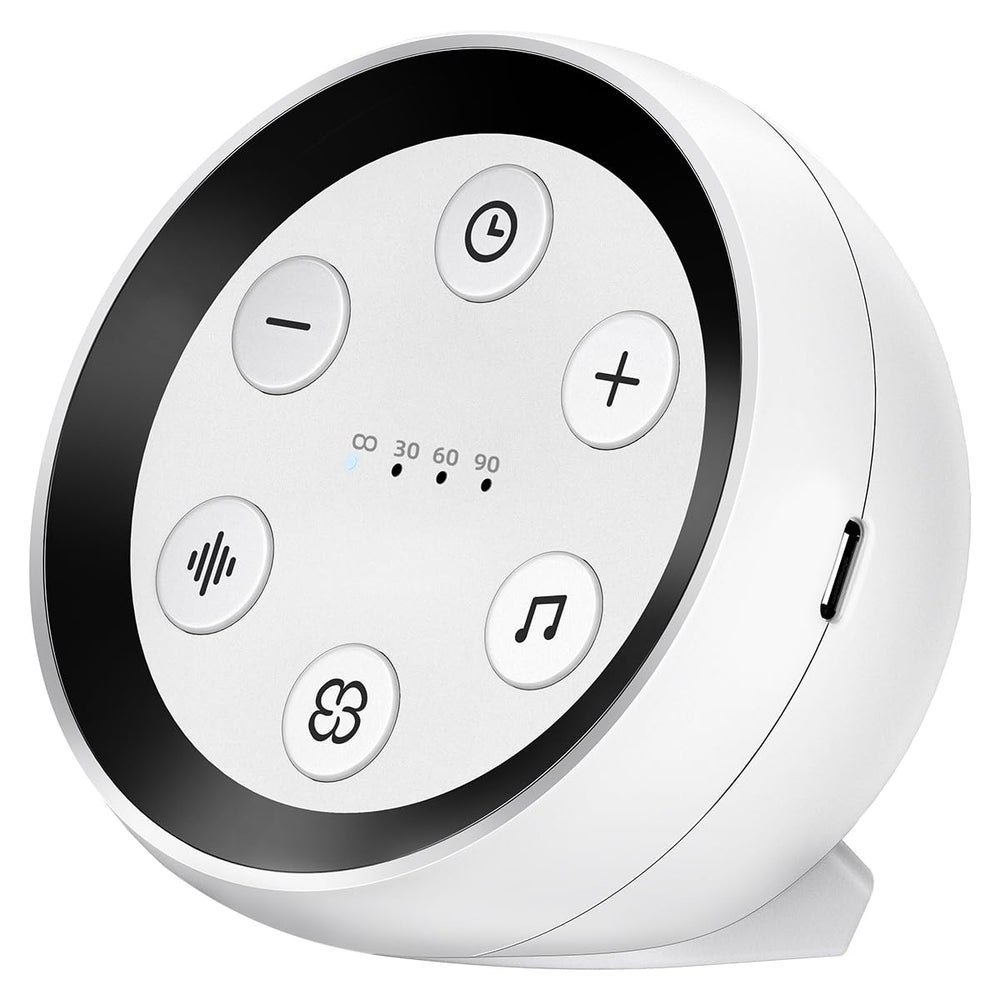 SoundMe vista frontal del dispositivo mostrando controles y diseño portátil