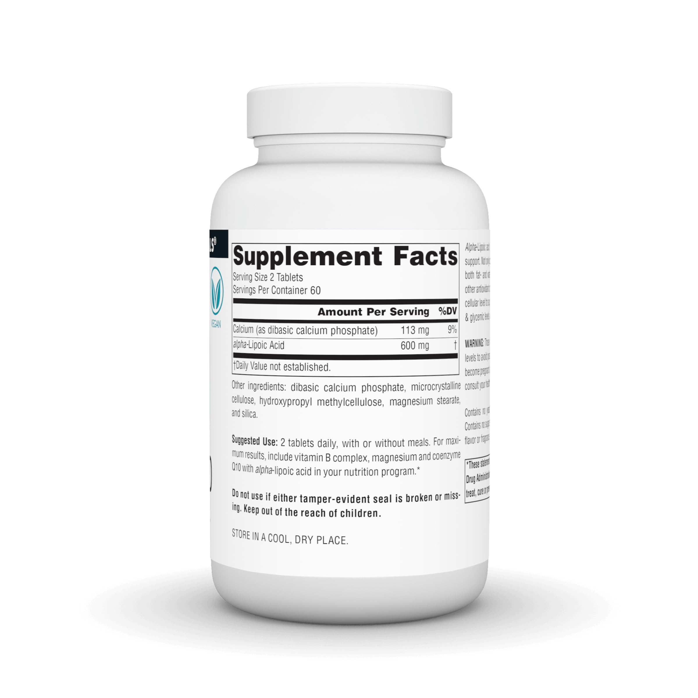 Etiqueta nutricional de Source Naturals Alpha Lipoic Acid mostrando ingredientes y beneficios de calidad