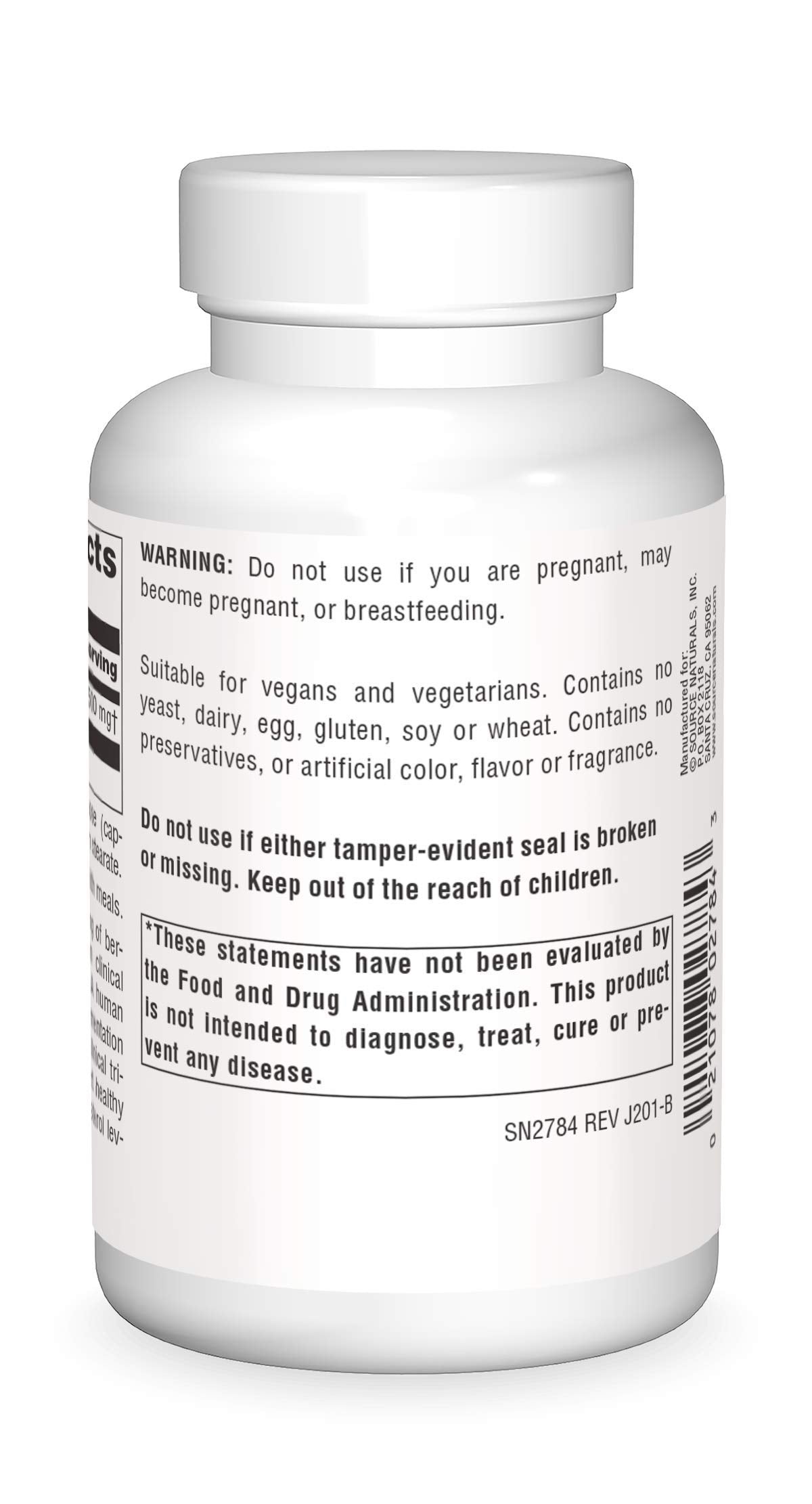 Source Naturals Berberine capsules close-up, vegan-friendly and easy to swallow.