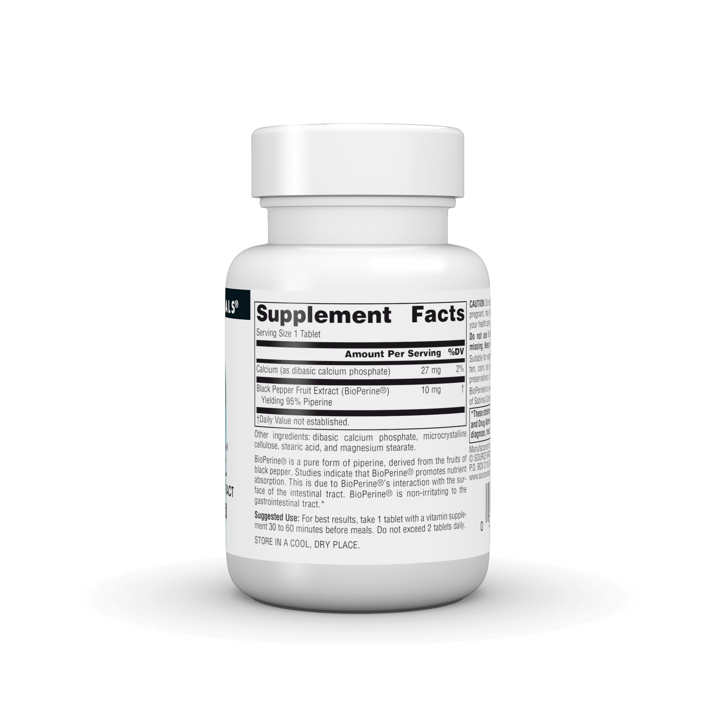 Source Naturals tabletas en mano para comparar escala y porción