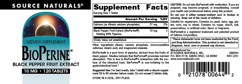 Source Naturals instrucciones de uso y advertencias visibles