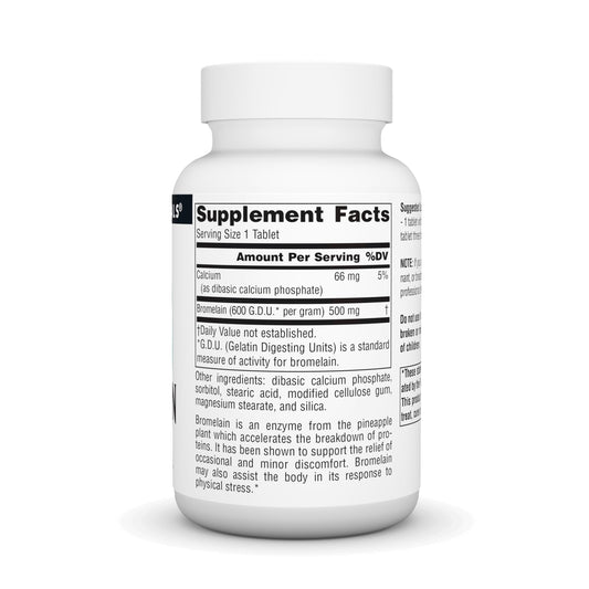 Source Naturals primer plano de una tableta para ver forma y tamaño, fácil ingestión