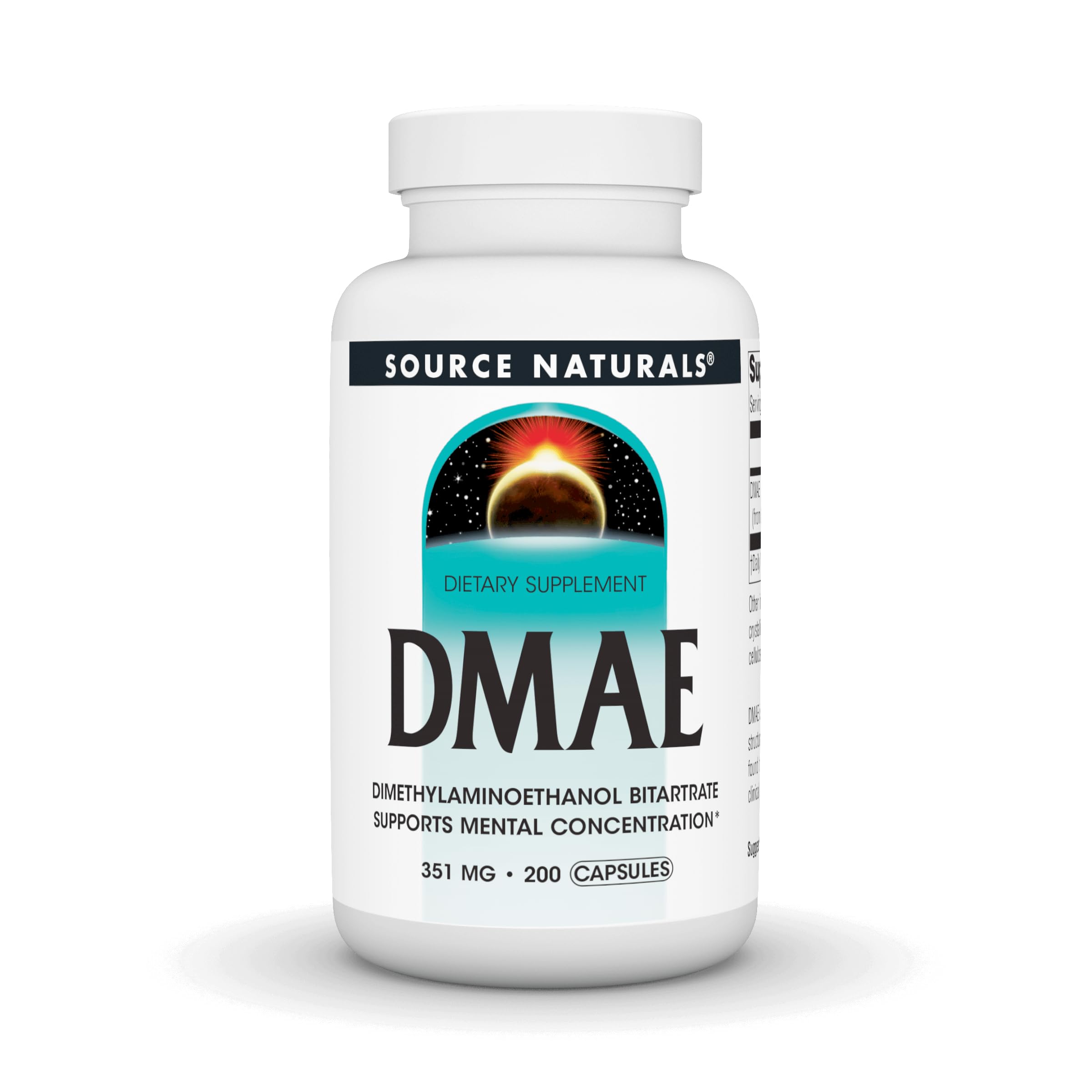 Source Naturals envase frontal que destaca 200 cápsulas para concentración