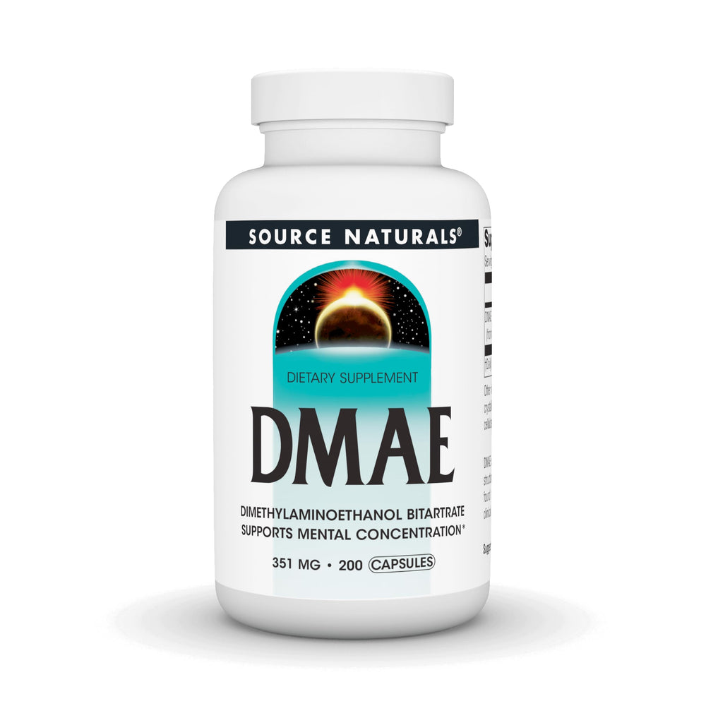 Source Naturals envase frontal que destaca 200 cápsulas para concentración