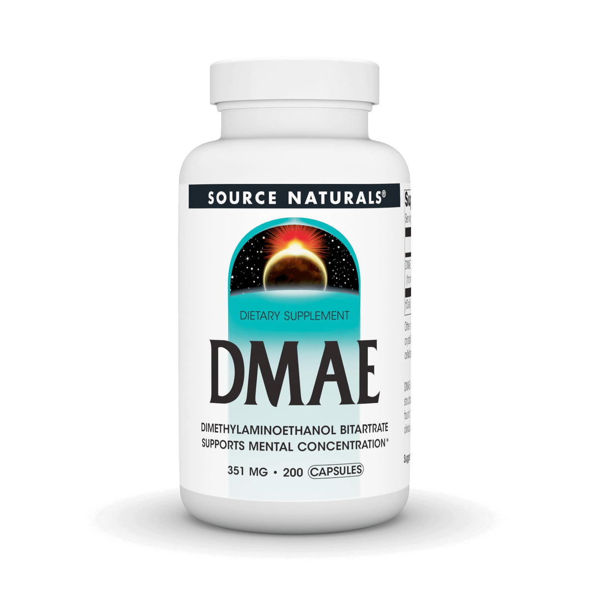 Source Naturals envase frontal que destaca 200 cápsulas para concentración