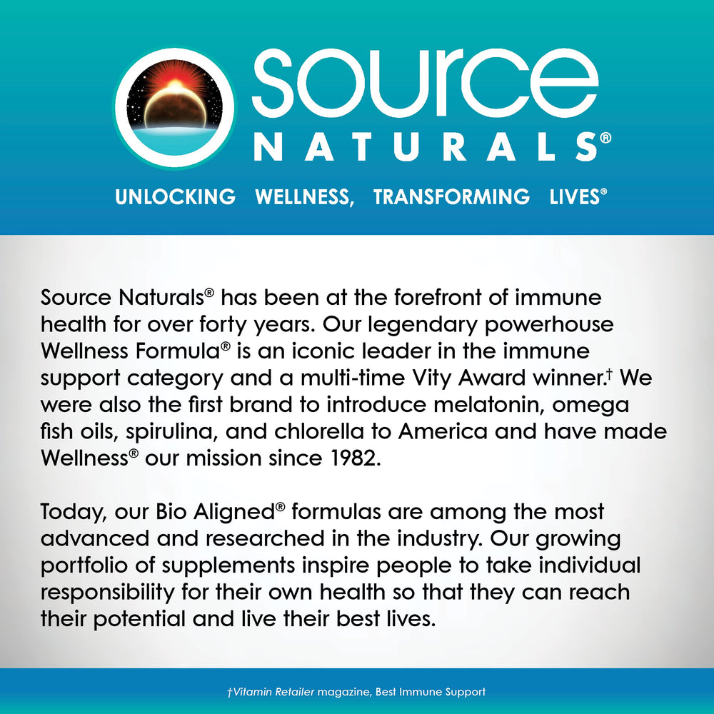 Source Naturals envase y caja que ilustran presentación profesional