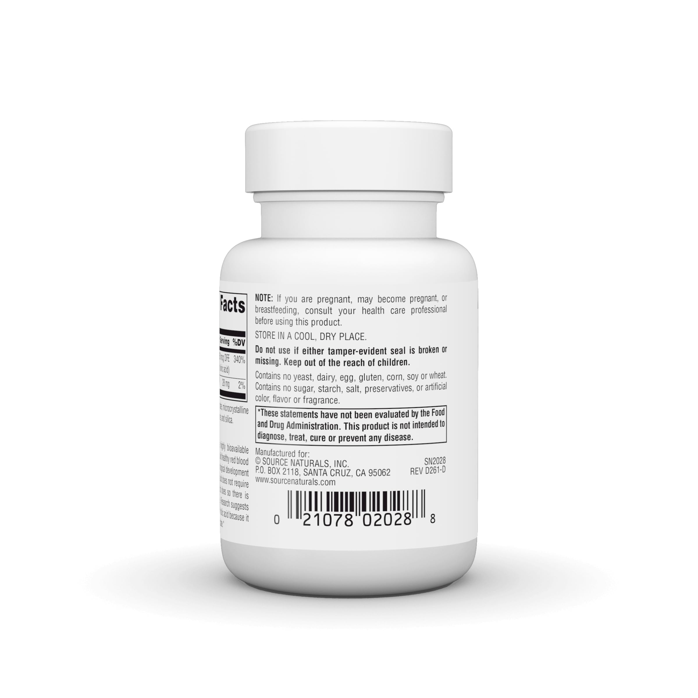 Source Naturals tableta comparada con mano para tamaño y control de dosis