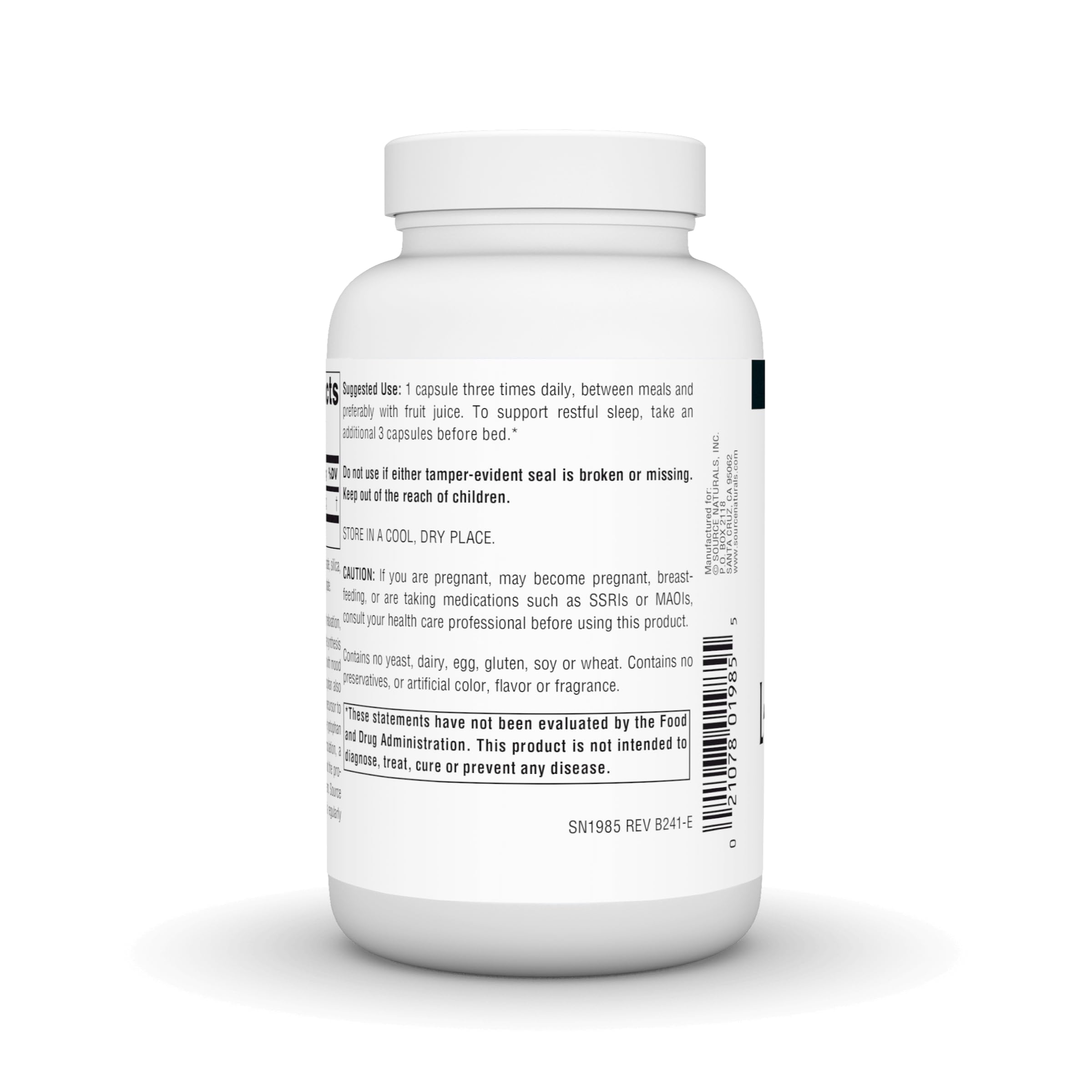 Source Naturals etiqueta en detalle con información de dosificación y confianza