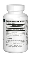 Source Naturals etiqueta con información de ingredientes y manufactura segura