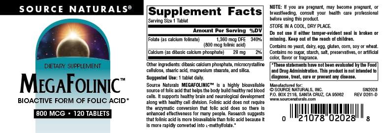 Source Naturals etiqueta nutricional legible con información de ingredientes