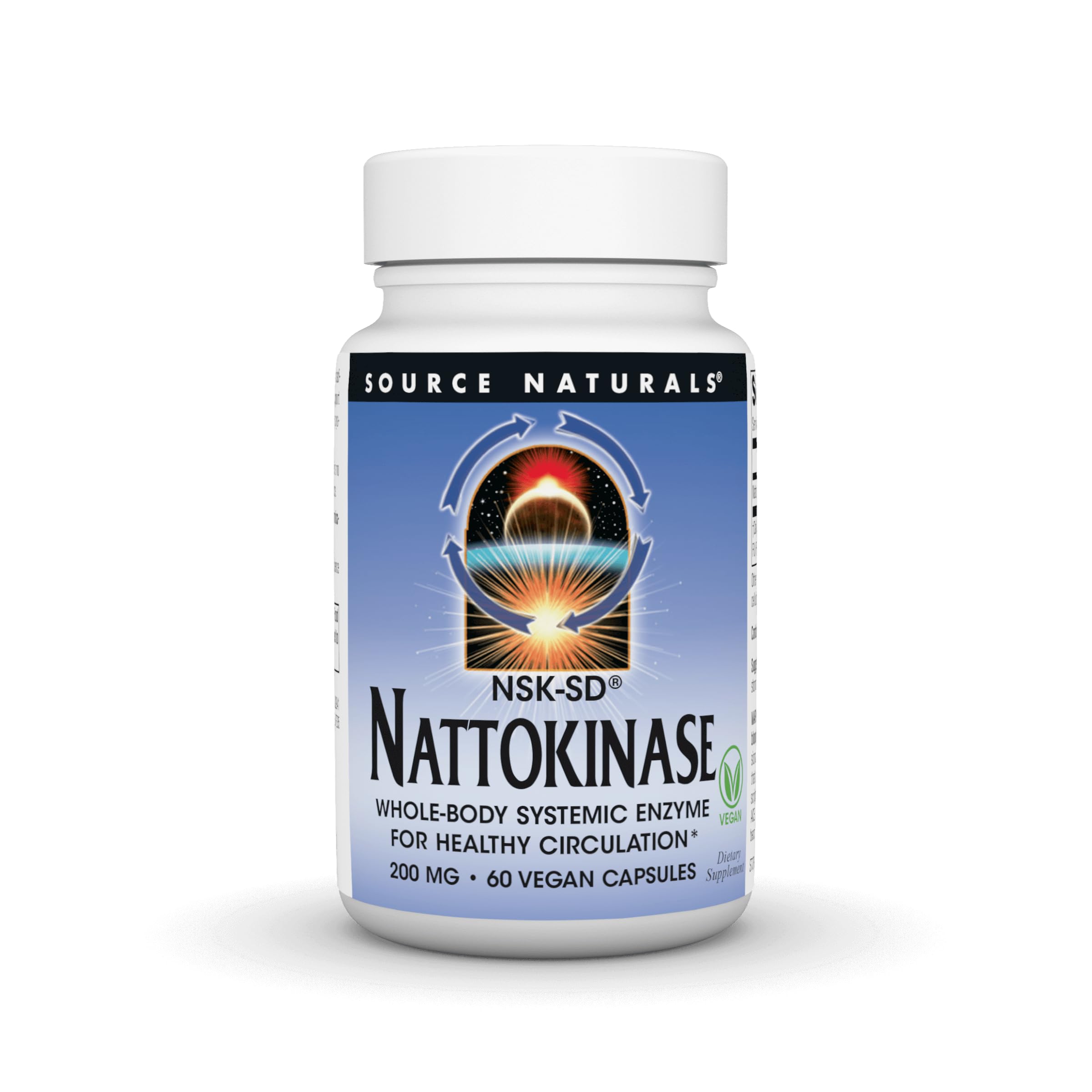 Source Naturals envase frontal mostrando Nattokinase y beneficio circulatorio