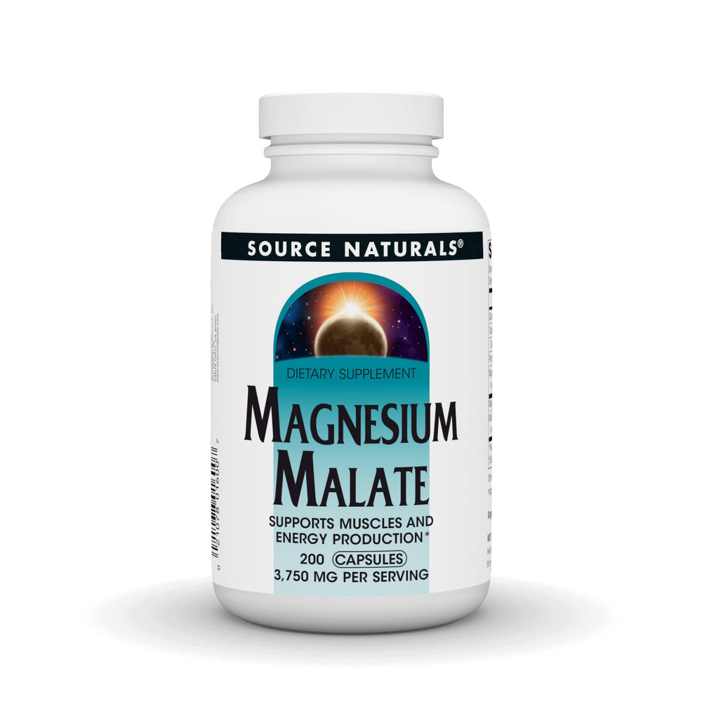 Source Naturals frasco de Magnesium Malate 200 cápsulas, apoyo práctico