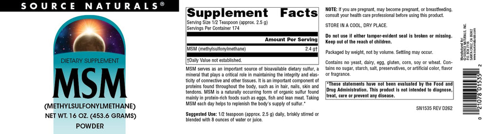 Source Naturals etiqueta en primer plano con información de calidad