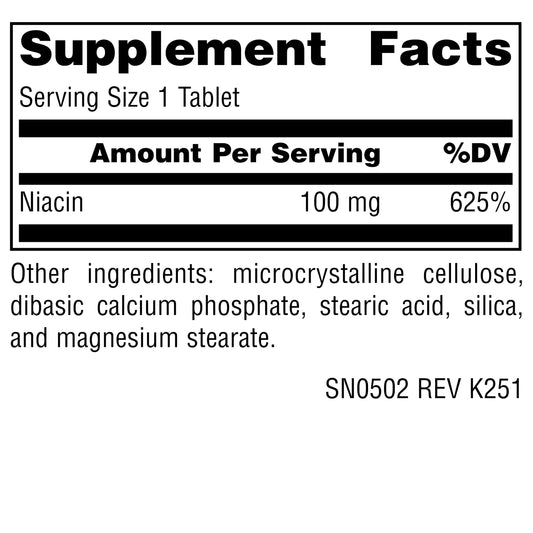 Source Naturals primer plano de tabletas de niacina texturizadas para identificación