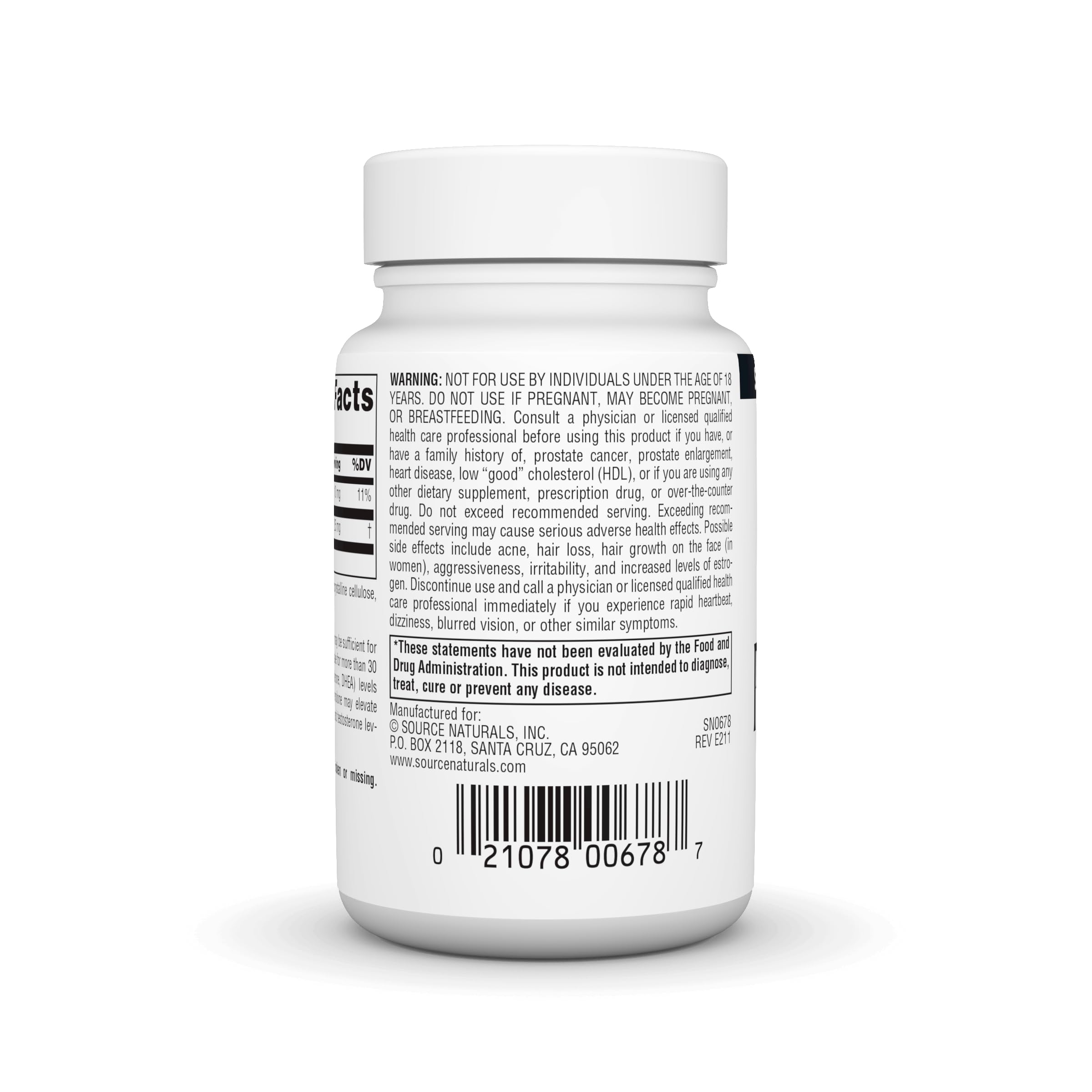 Etiqueta lateral de Source Naturals con información de ingredientes y dosis