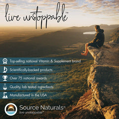 Source Naturals frasco abierto con 180 cápsulas visibles para duración