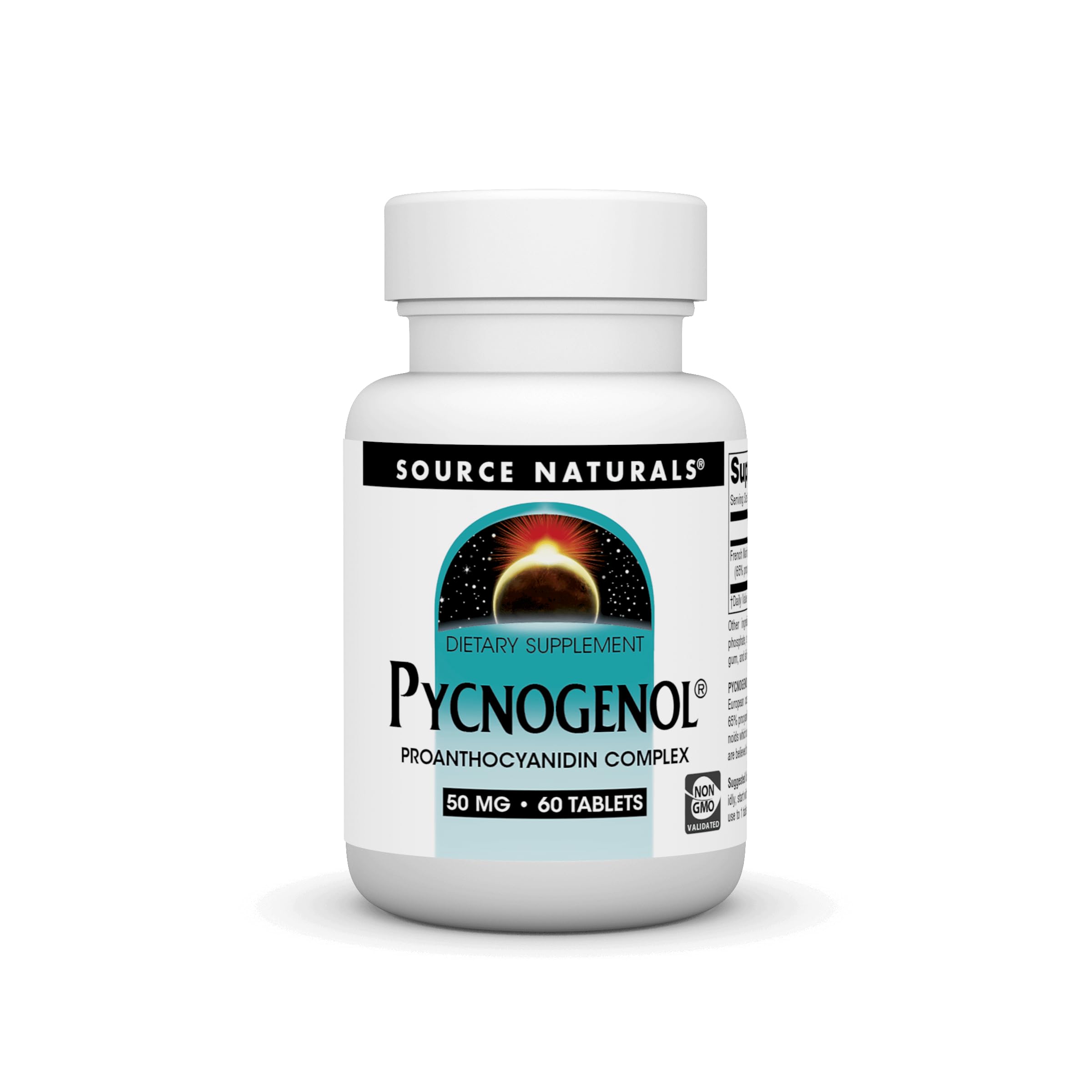 Source Naturals frasco frontal con 60 tabletas, beneficio antioxidante visible