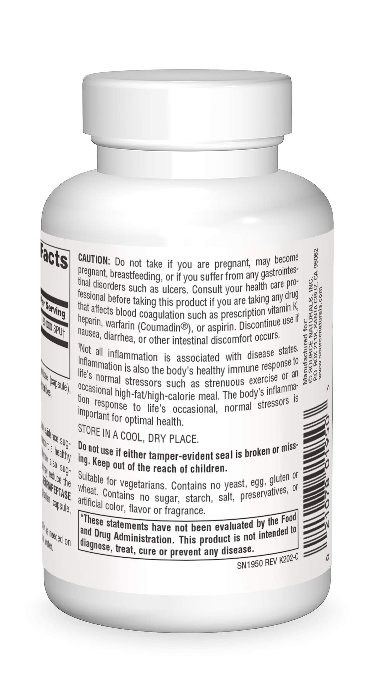 Source Naturals cápsula abierta mostrando textura enzimática y pureza