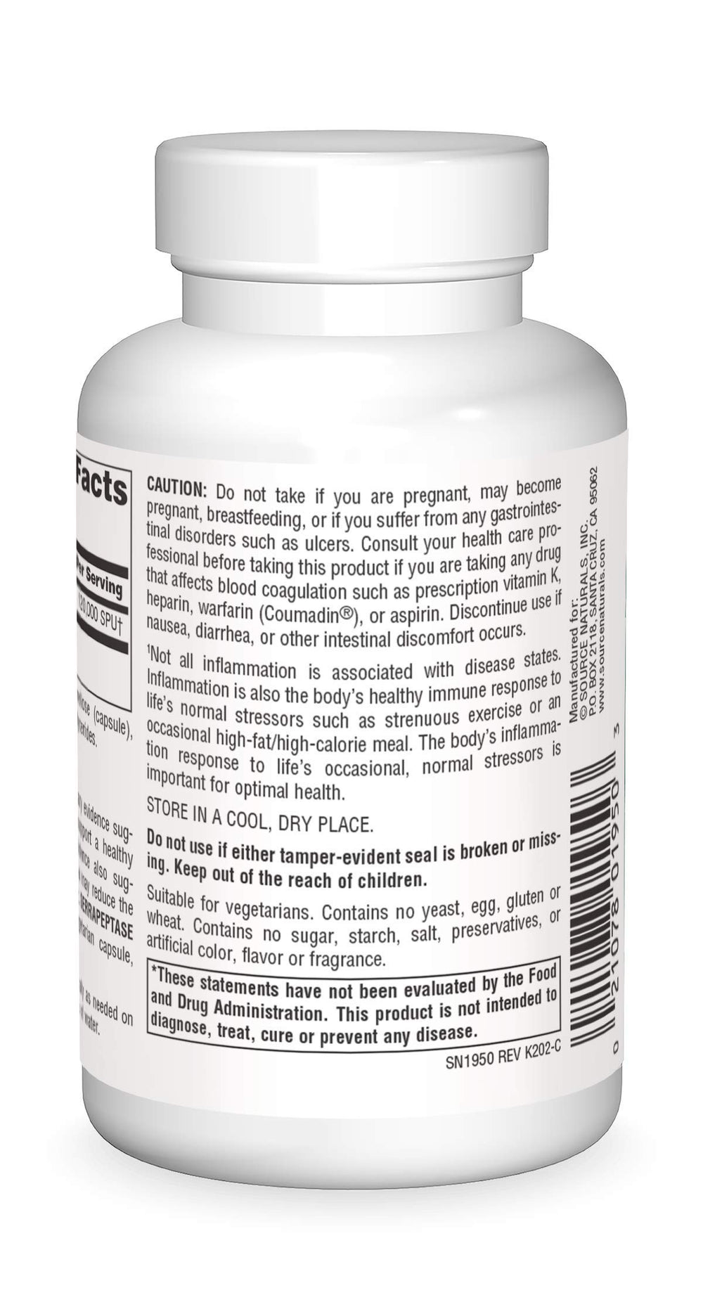 Source Naturals cápsula abierta mostrando textura enzimática y pureza