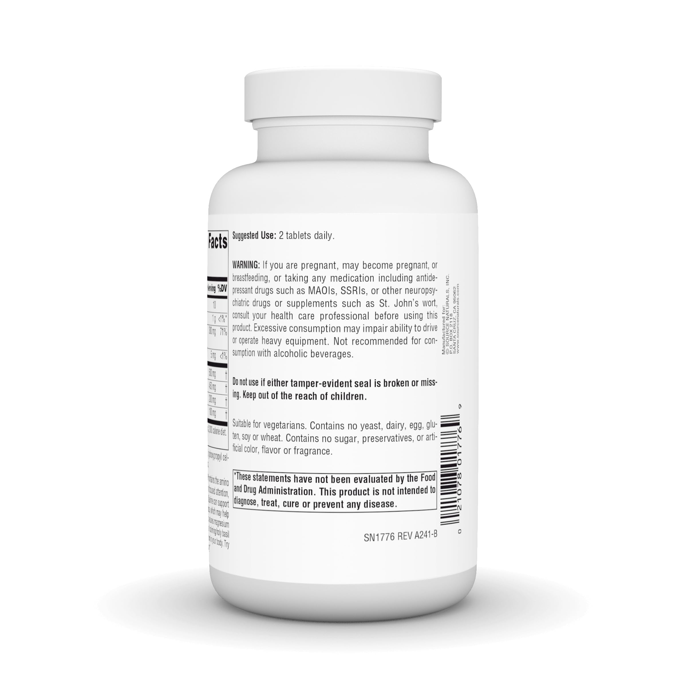 Source Naturals tableta en mano para ver tamaño y dosificación