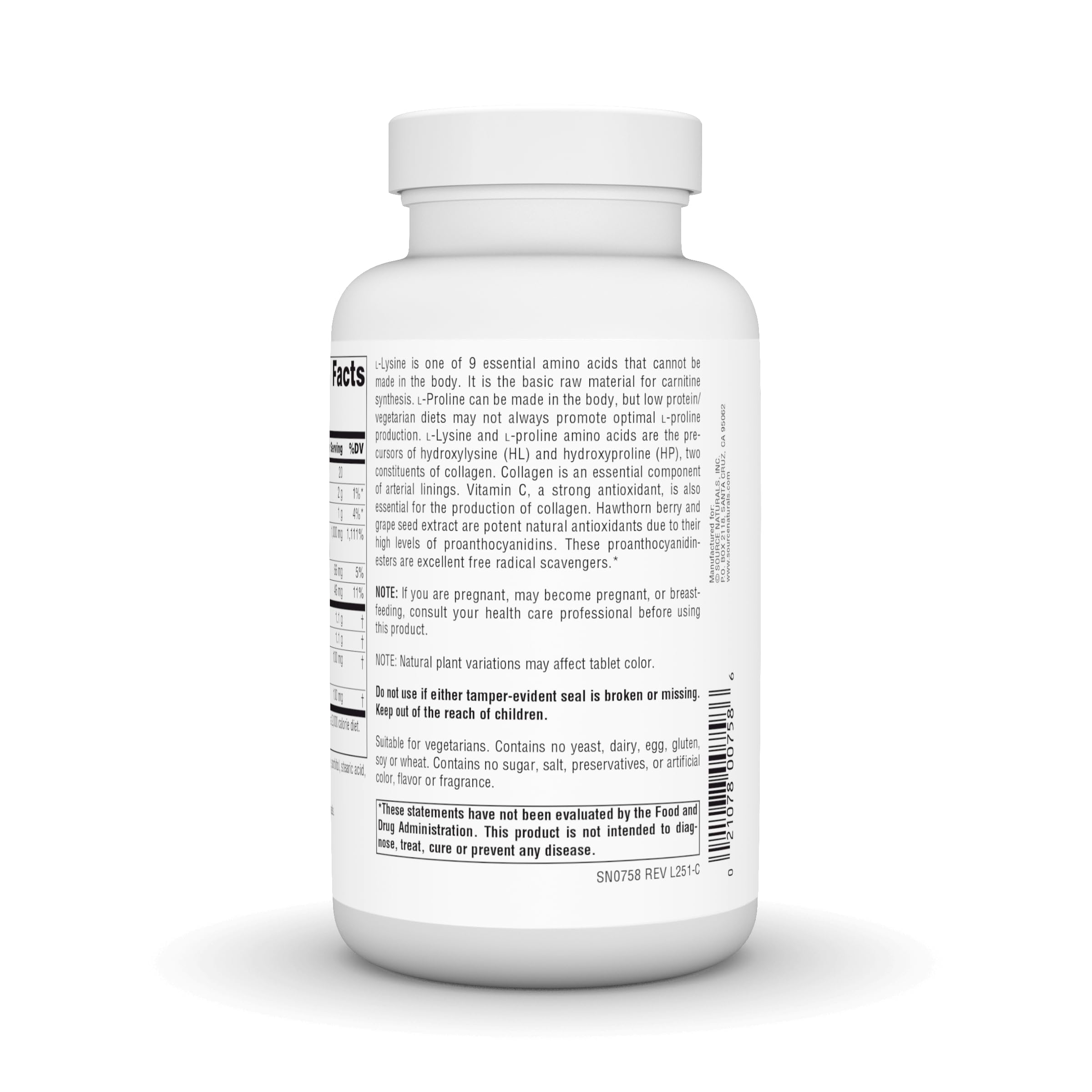 Source Naturals tableta en mano para comparar tamaño y dosis