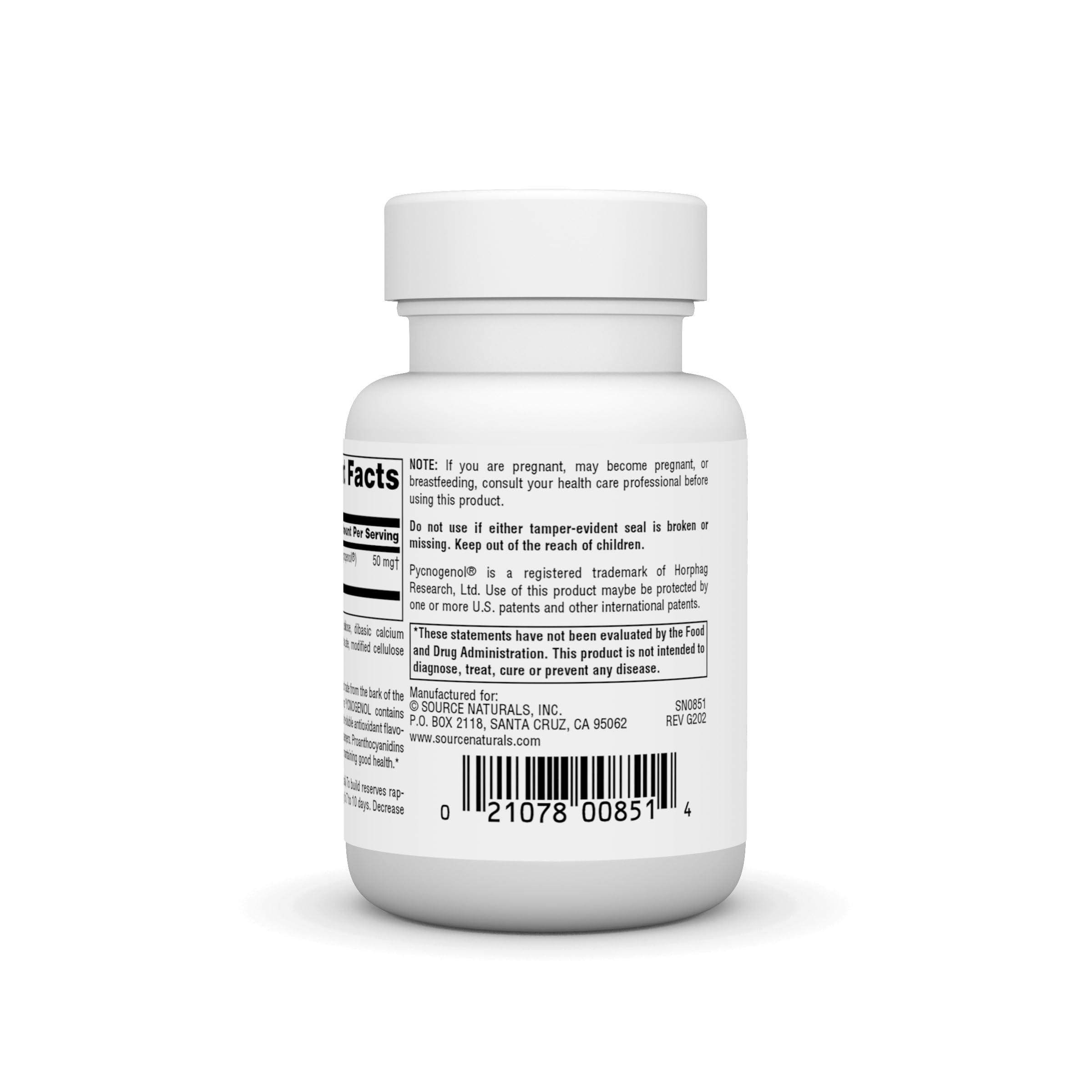 Source Naturals frasco abierto con tabletas visibles para control de porciones