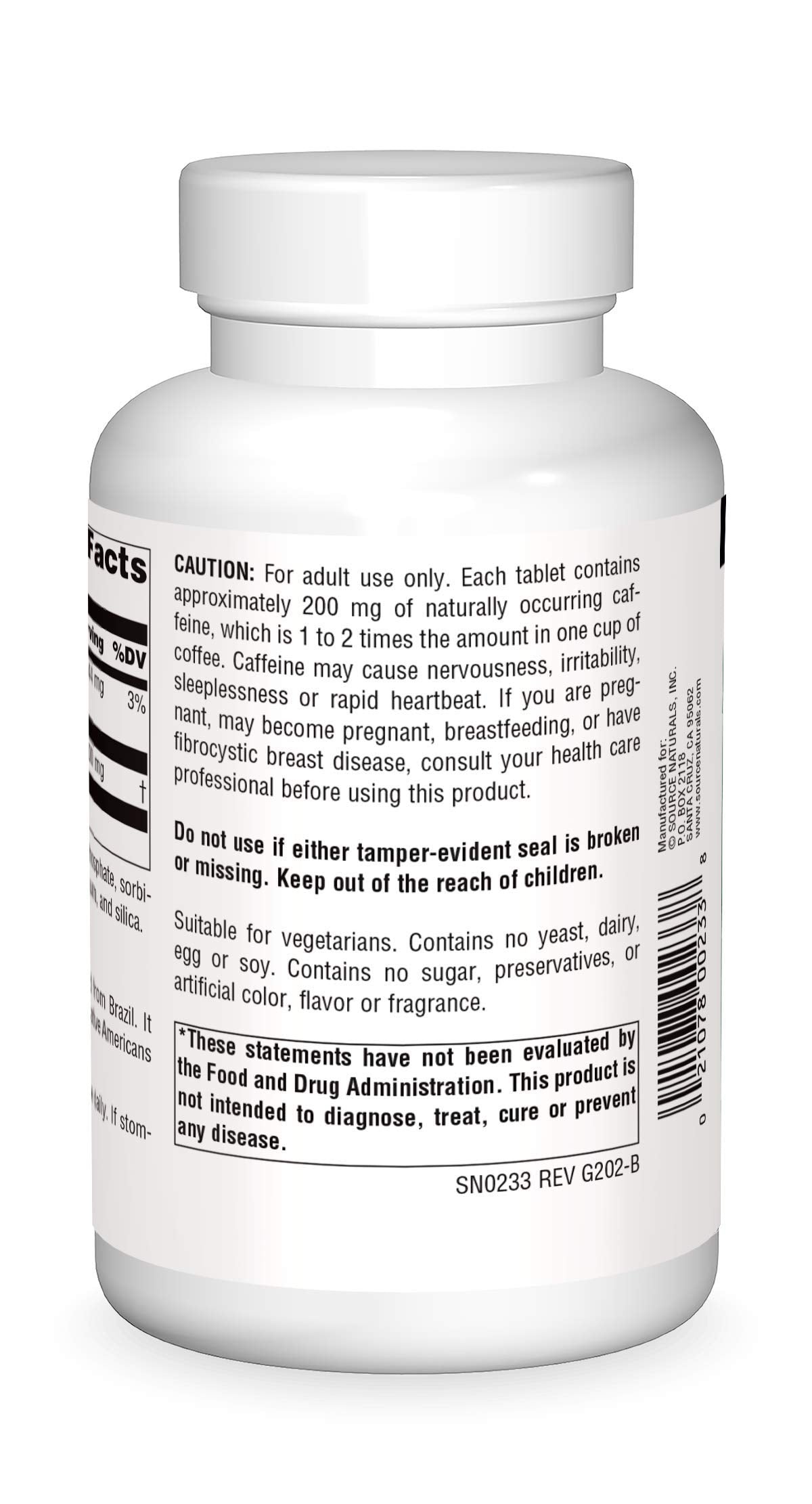 Source Naturals primer plano de la textura de las tabletas que facilita su ingestión