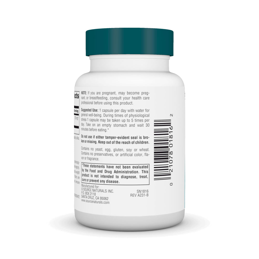 Source Naturals primer plano de cápsula para apreciar textura y calidad