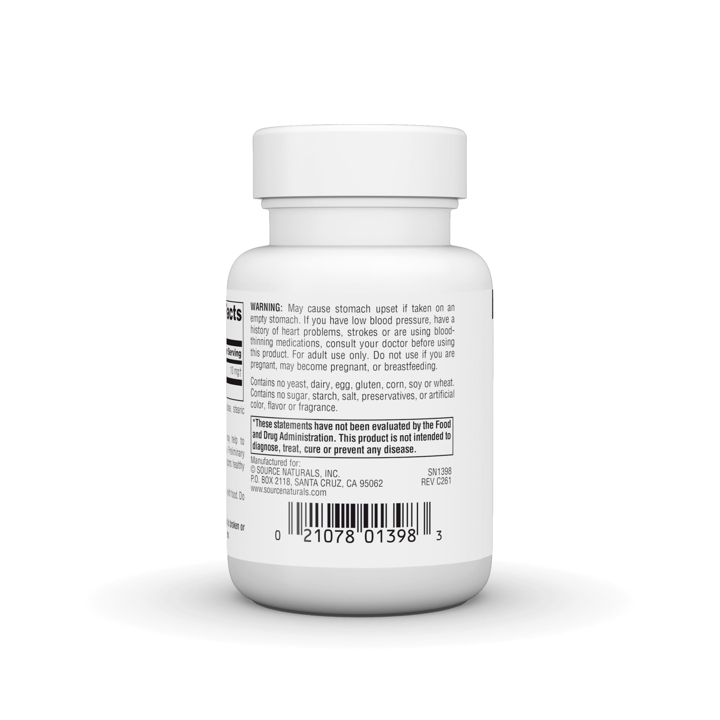 Source Naturals primer plano de textura de tableta muestra formulación limpia