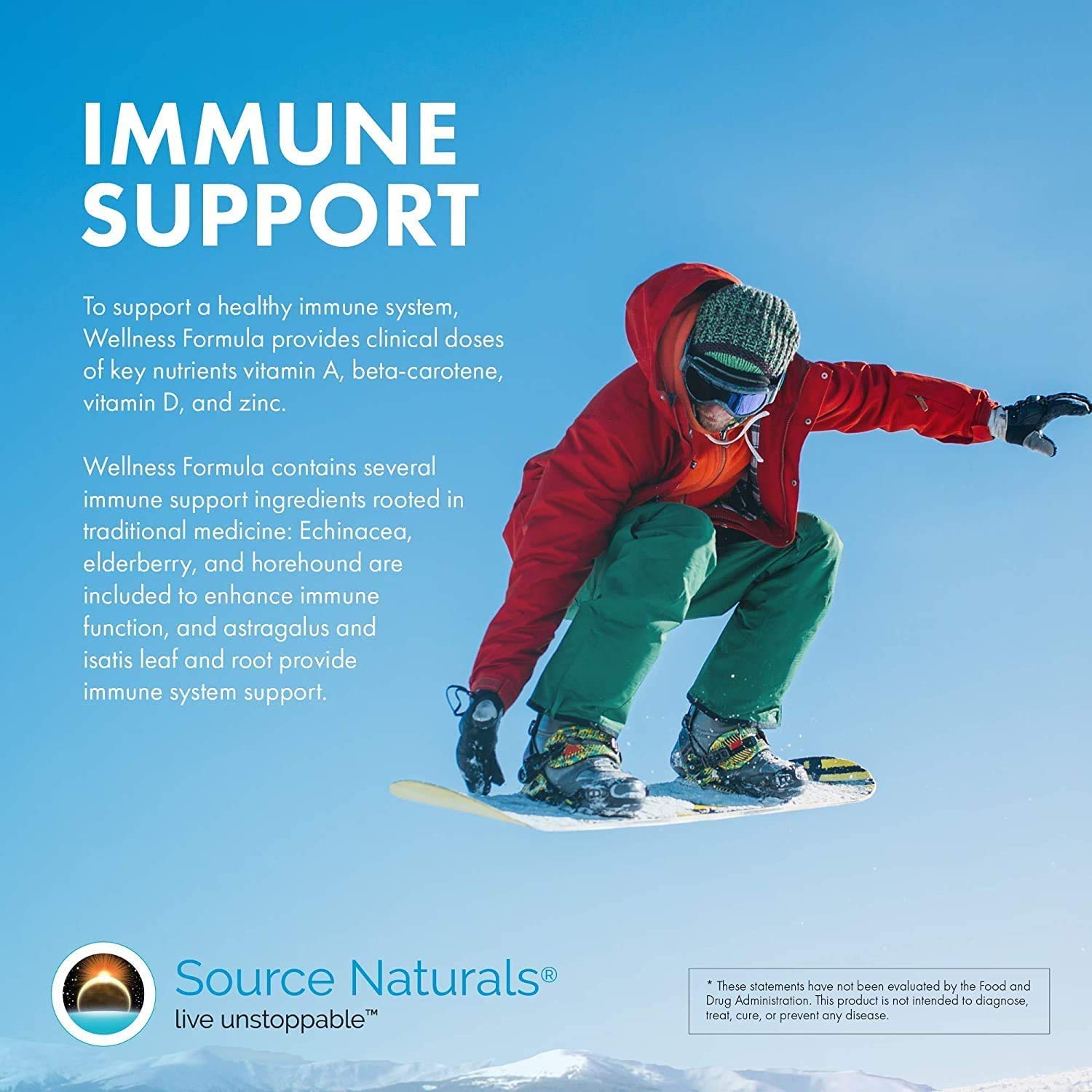 Source Naturals envase junto a hierbas para destacar origen botánico