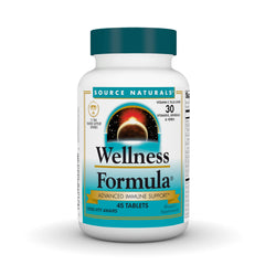 Source Naturals frasco frontal mostrando diseño y 45 tabletas como confianza