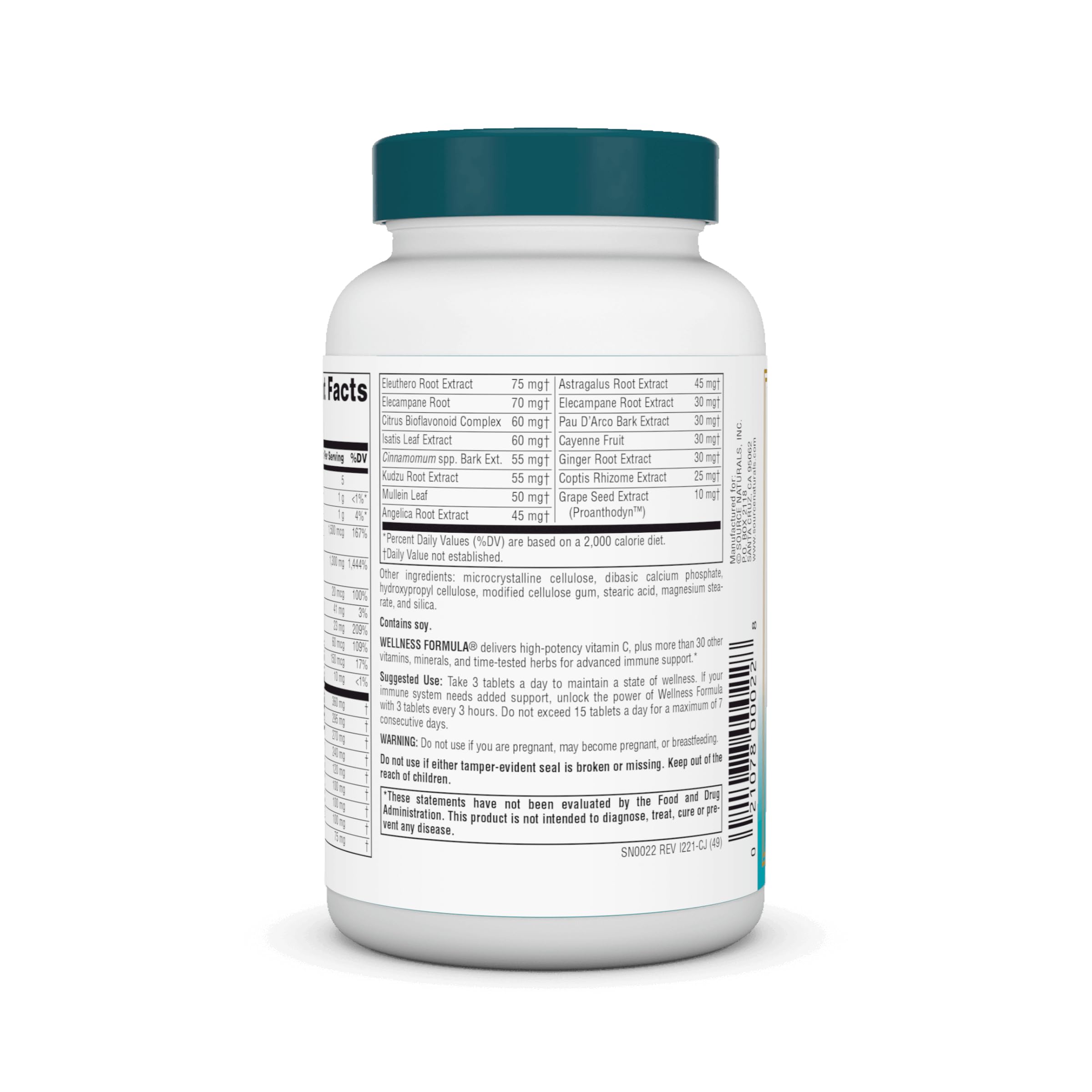 Source Naturals tres tabletas en mano para mostrar porción diaria