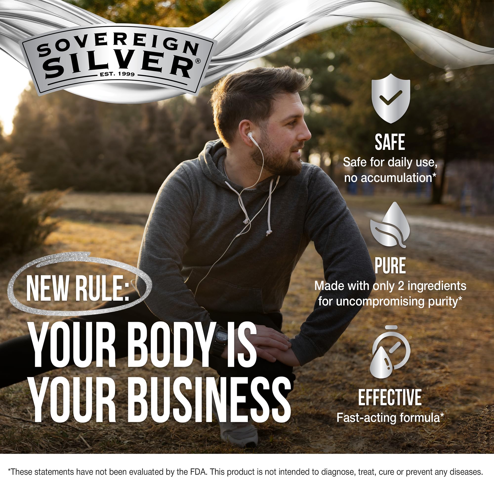 Sovereign Silver botella de vidrio ámbar que protege la pureza