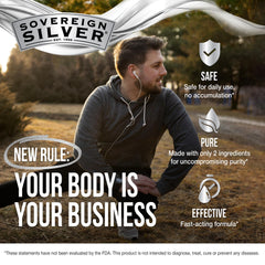 Sovereign Silver botella de vidrio ámbar que protege la pureza