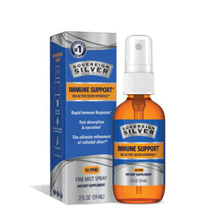 Sovereign Silver botella frente en vidrio ámbar mostrando pureza