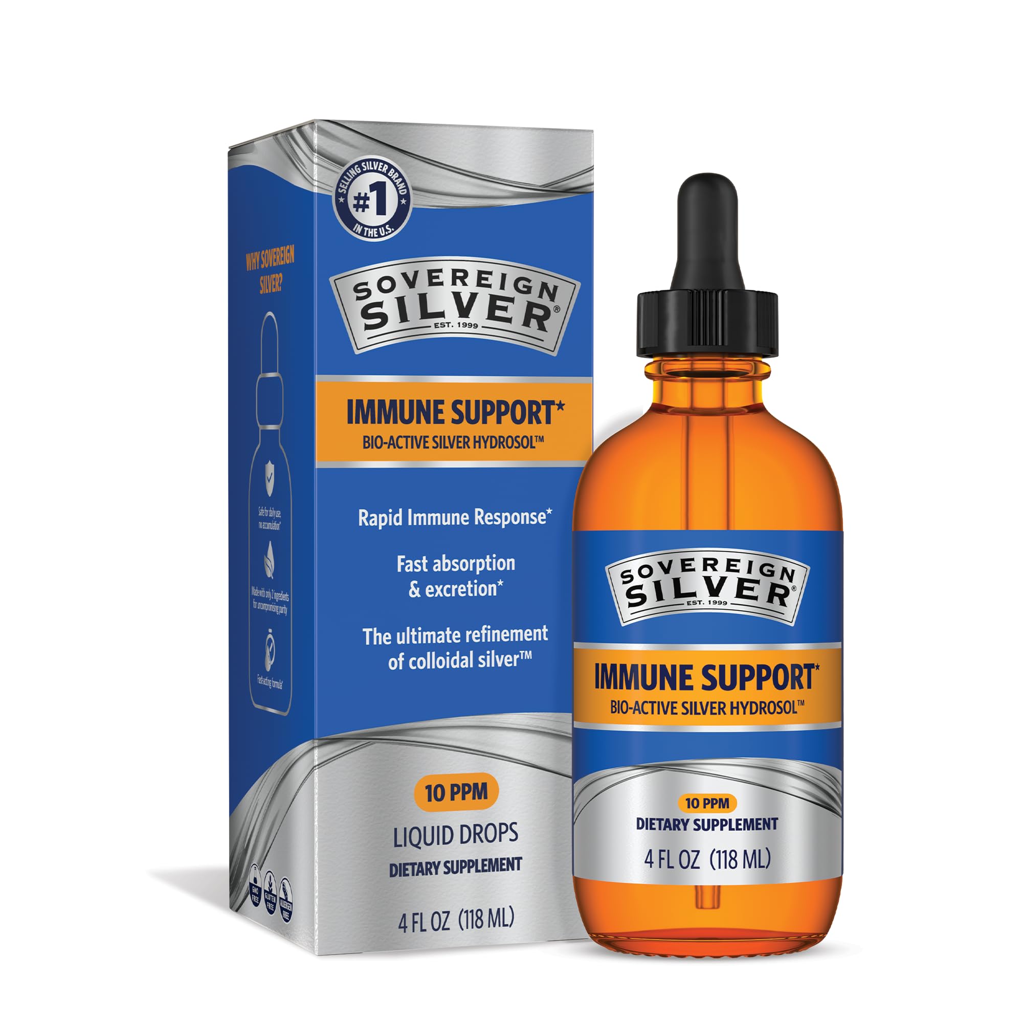 Sovereign Silver vista frontal botella 118 mL con protección de luz