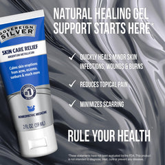 Sovereign Silver gel etiqueta legible destacando ingredientes y seguridad