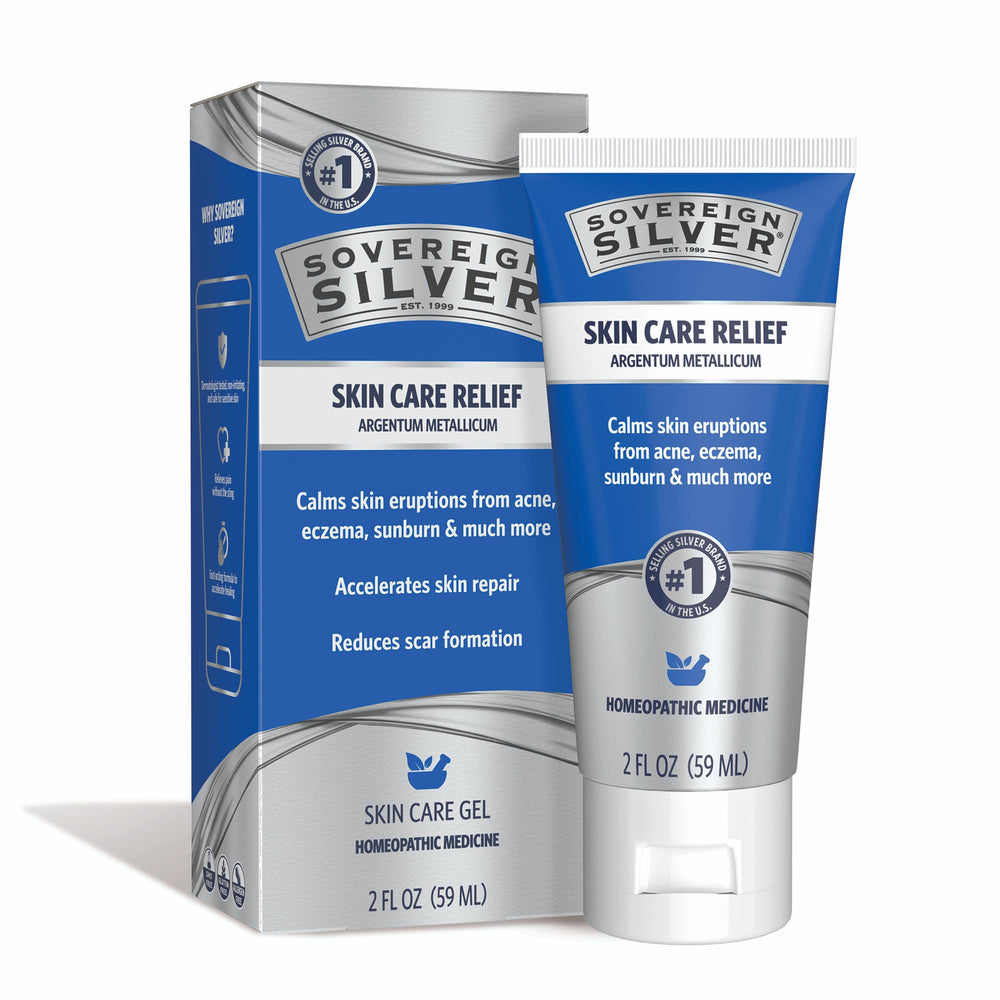 Sovereign Silver gel colocado al frente mostrando el envase y beneficio calmante