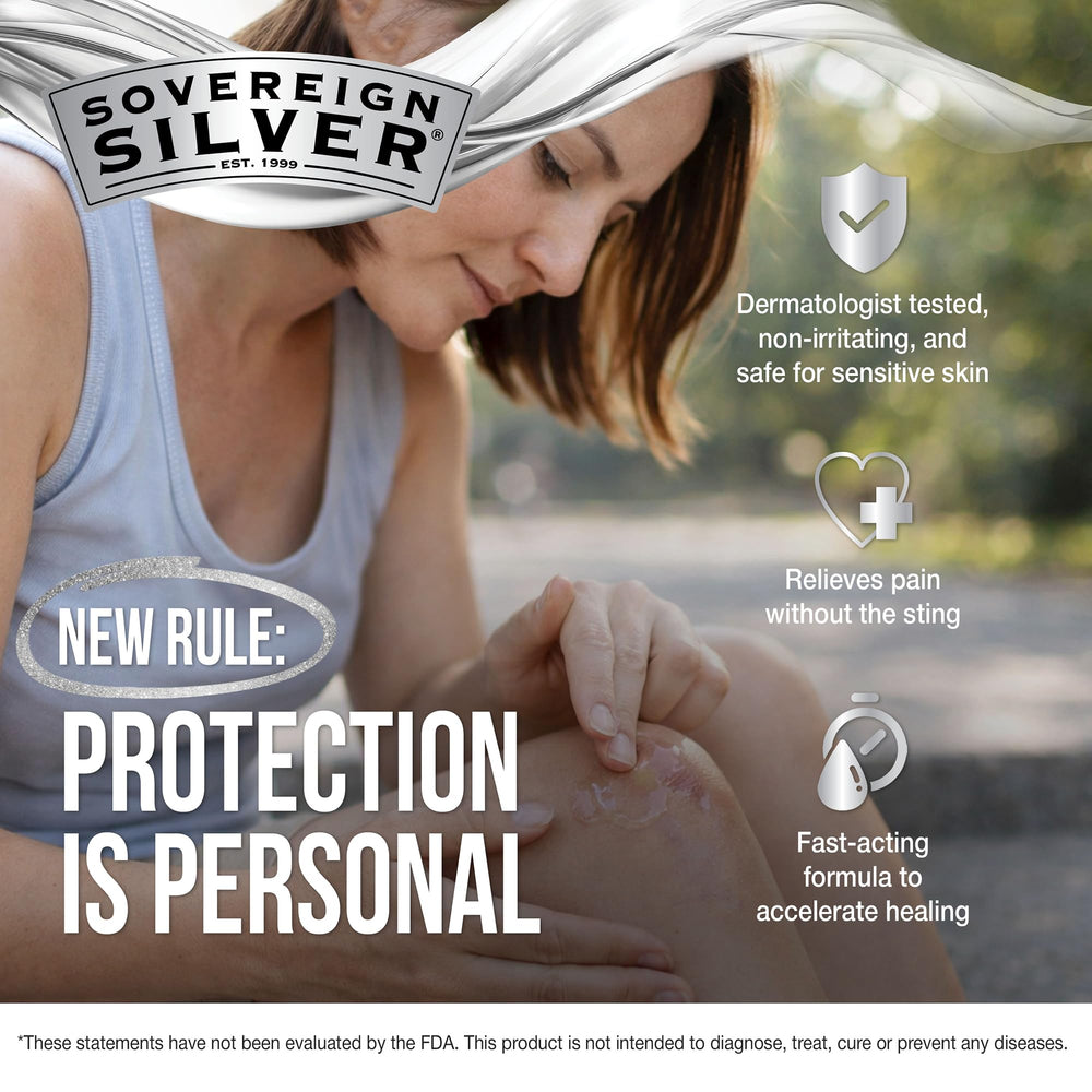 Sovereign Silver gel aplicado en la mano demostrando fácil extensión y uso cotidiano