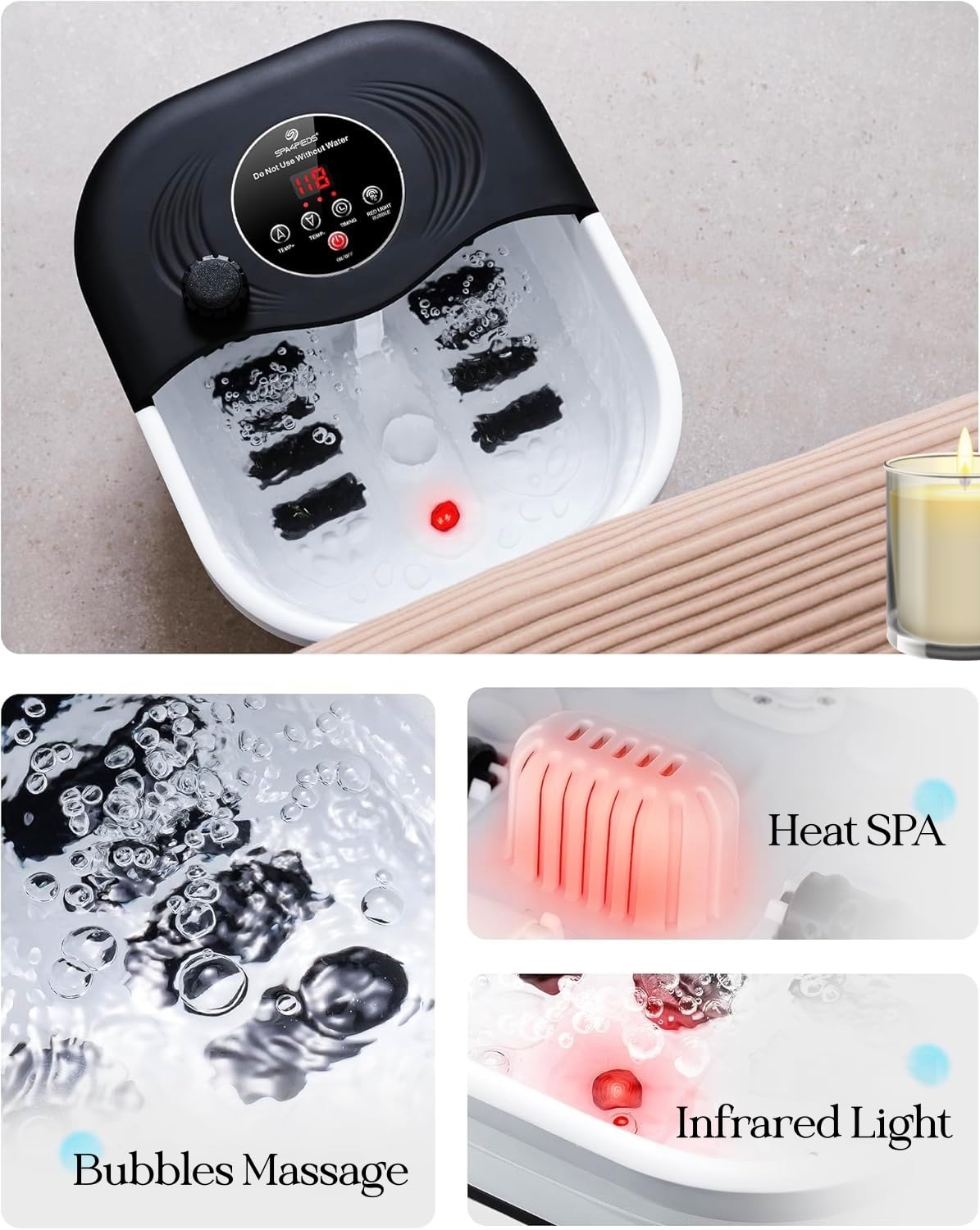 SPA4PIEDS panel de control con temporizador y ajuste de temperatura seguro