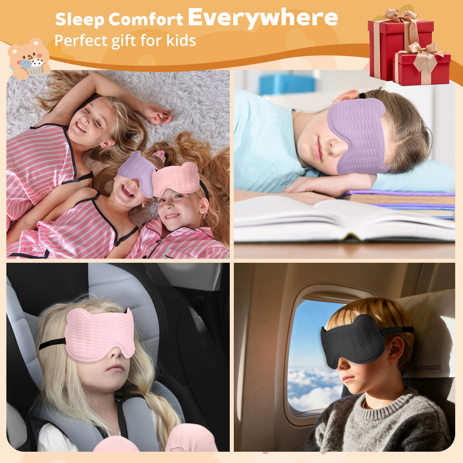 SpacePower mascara niños oso 3D viaje ligero, perfecta para viajar.