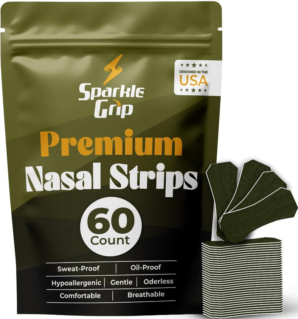 Sparkle Grip empaque frontal mostrando 60 tiras y detalle del color verde