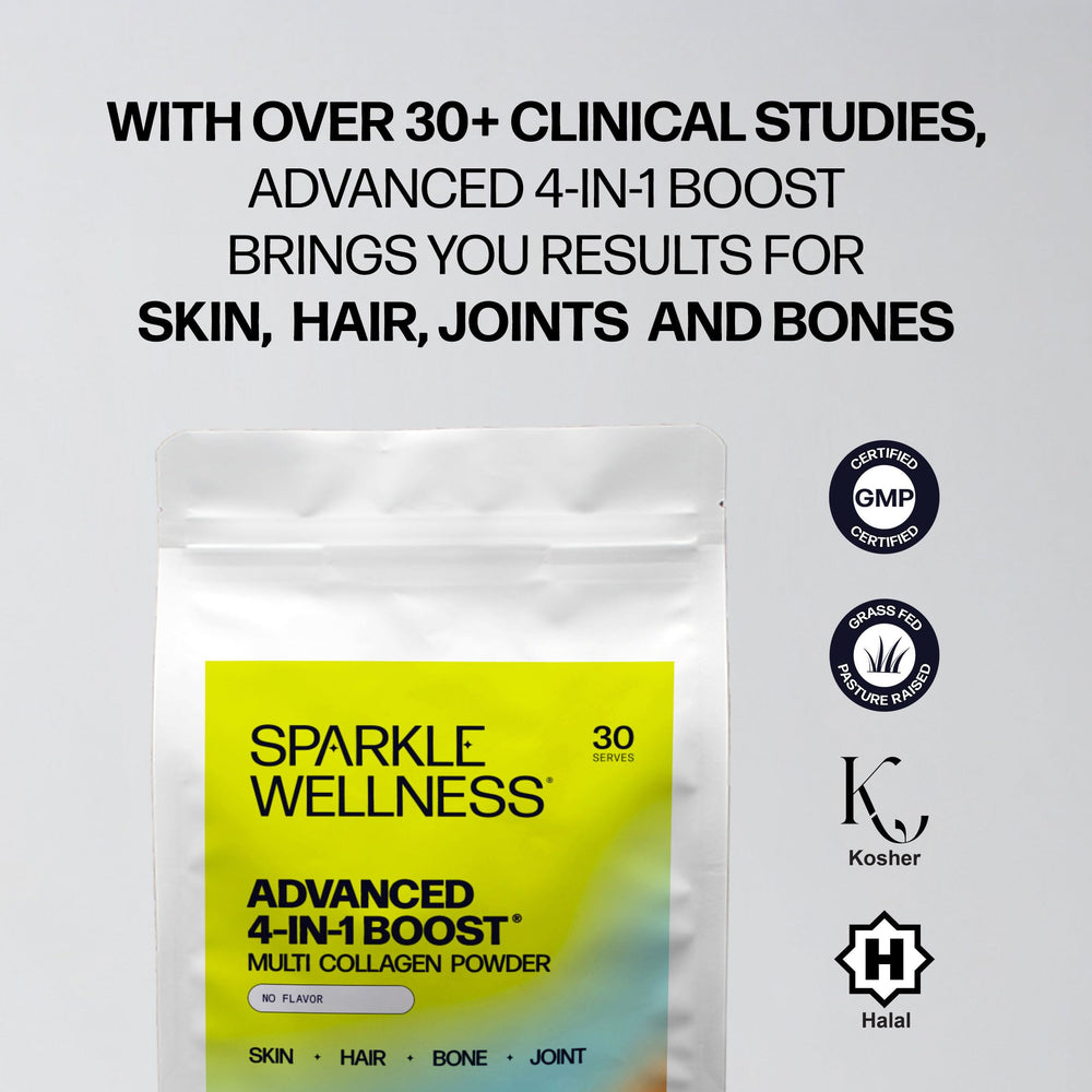 Sparkle Wellness envase junto a una taza para comparar tamaño y porciones
