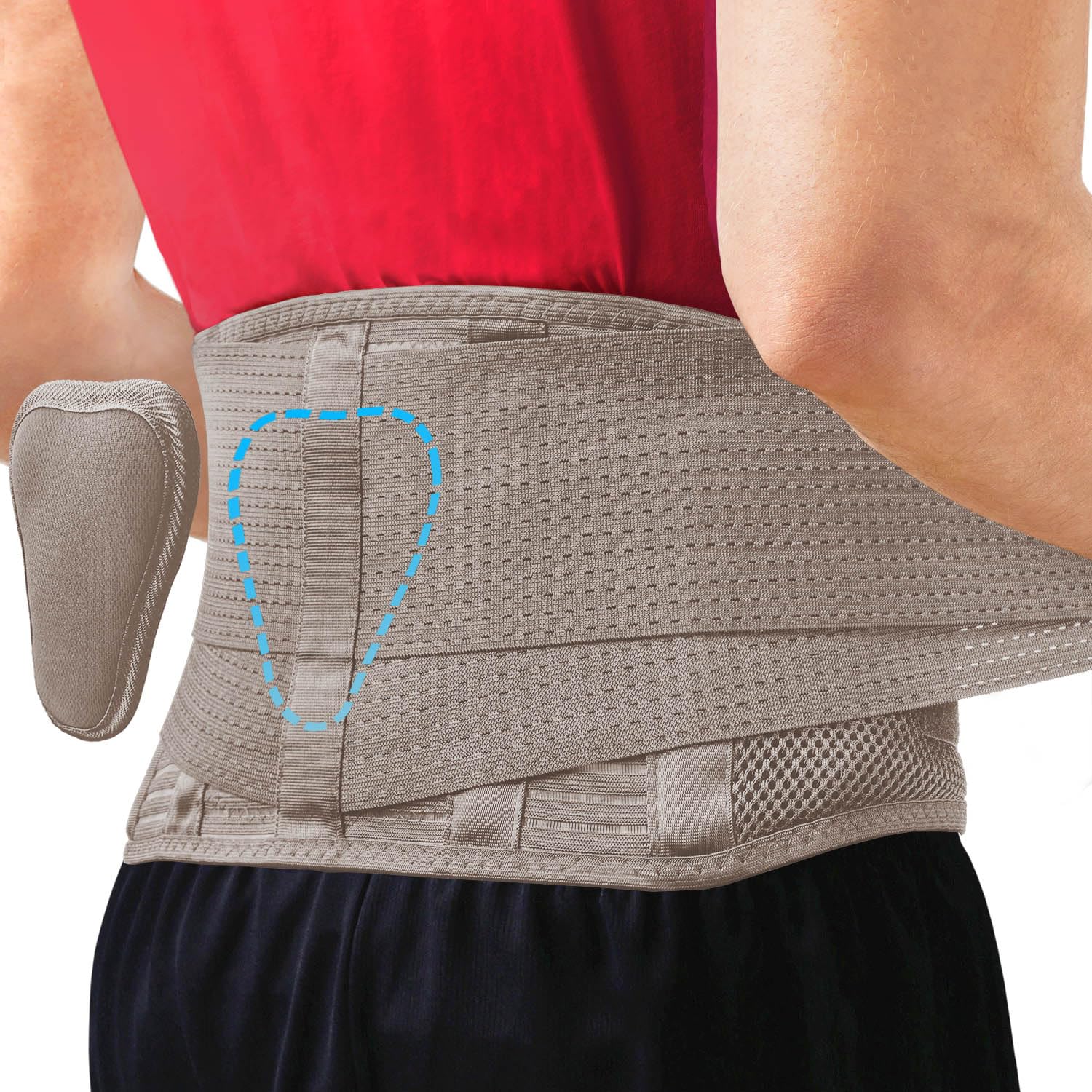 Sparthos vista frontal de la faja taupe muestra soporte y ajuste cómodo